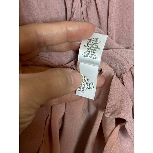 Banana Republic Silk Blouse Womens XS Scoop Neck Cascade Ruffle Sleeveless - Picture 8 of 9